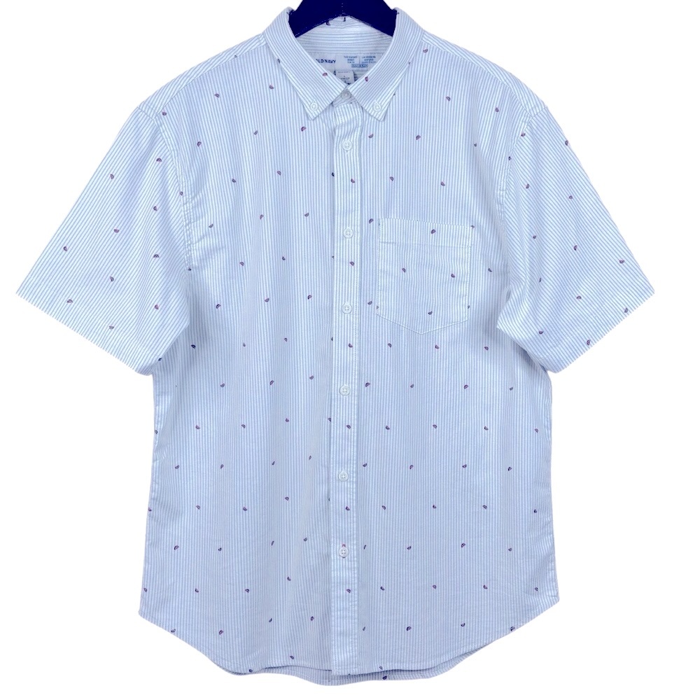 Old Navy The Oxford Preppy Slim Fit Watermelon Pin Stripe Button Down Shirt L